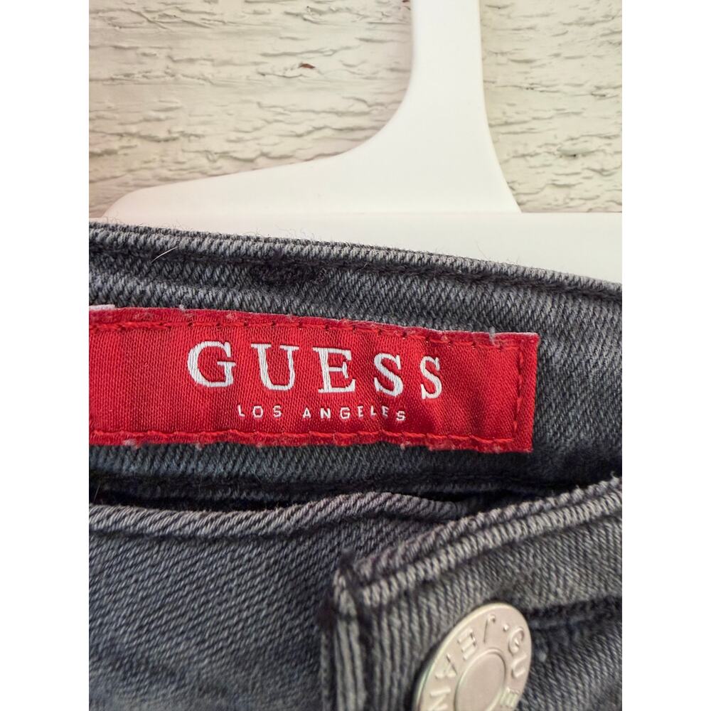 GUESS Gray Denim Mini Skirt Zip Pocket Stretch Size 29 - Picture 7 of 9